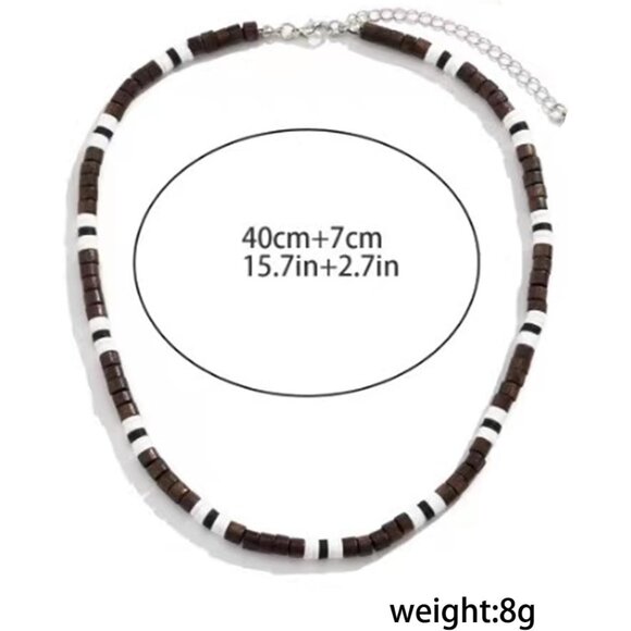 🆕 Men Brown Puka Shell Necklace Trendy Summer Beach Sea Beaded Hawaiian Jewelry - Picture 4 of 7